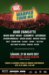 Vans Warped Tour Mexico 2017 -cartel