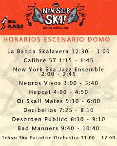 NON STOP SKA 2018 - HORARIOS DOMO